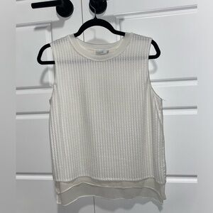 VINCE. Sleeveless Textured White Top
